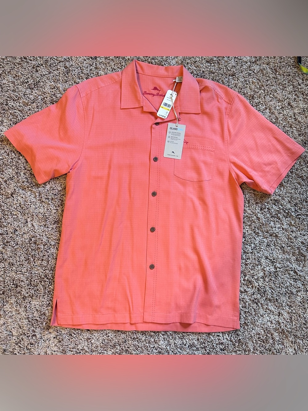 Tommy Bahama Coral Short-Sleeve Button-Down SILK Shirt. PERFECT for beach vaca!